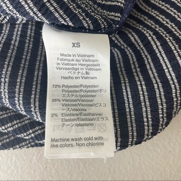 MADEWELL TEXTURE & THREAD PEASANT TOP IN STRIPE NAVY BLUE WHITE XS - Picture 8 of 9